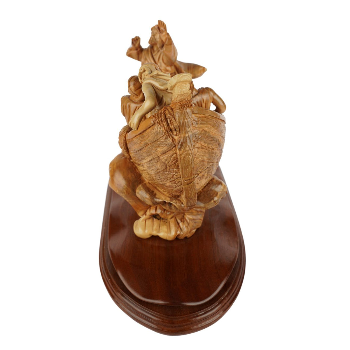 Hand-carved boat scene "Jesus calms the storm" – Exclusive olive wood sculpture from Bethlehem (36 cm)