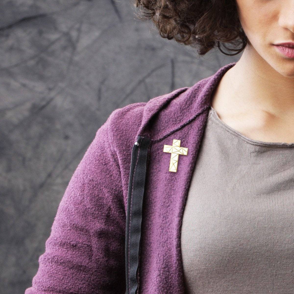 Cross Enamel Pin His Love Never Fails Christian Faith Pin Jesus friendship self love gift