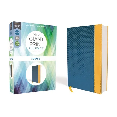 Niv, Giant Print Compact Bible for Boys, Leathersoft, Blue, Red Letter Edition, Comfort Print