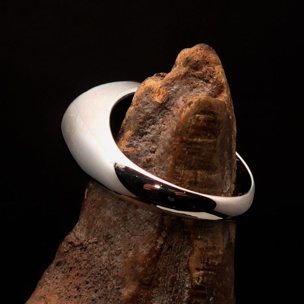 Excellent crafted oval Men's Ring Jesus in Hebrew blue - Sterling Silver