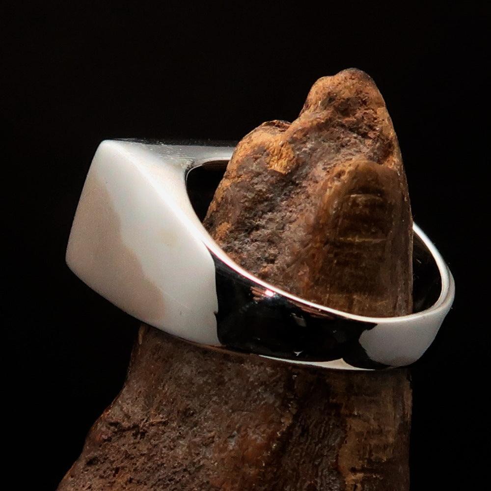 Excellent crafted Men's Ring Jesus in Hebrew blue - Sterling Silver-4