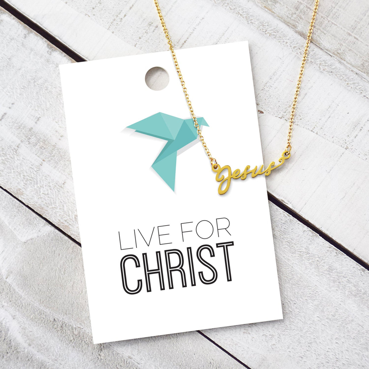 Jesus Script Gold Necklace