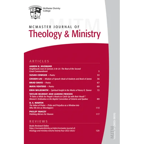 McMaster Journal of Theology and Ministry: Volume 24, 2022-2023