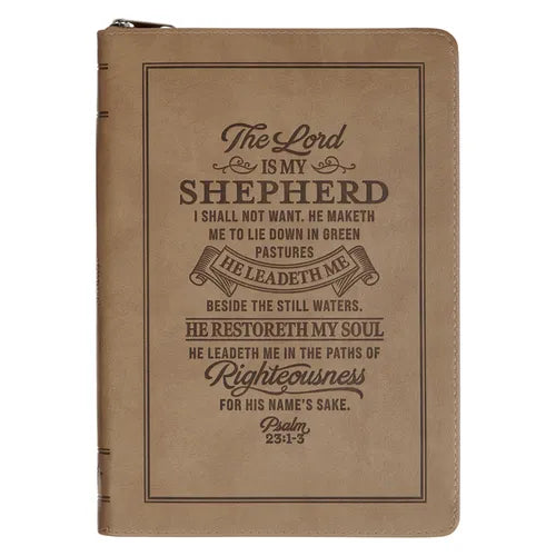 Journal Slimline Zip Tan the Lord Is My Shepherd Ps. 23:1-3