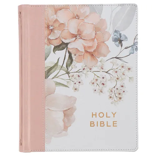 KJV Note-Taking Bible Faux Leather Hc Pink Floral Printed