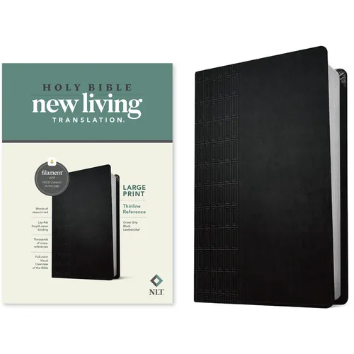 NLT Large Print Thinline Reference Bible, Filament Enabled Edition (Red Letter, Leatherlike, Black)
